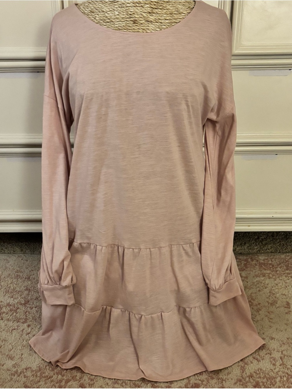 NWOT True Craft Long Sleeve Tiered Dress - Blush